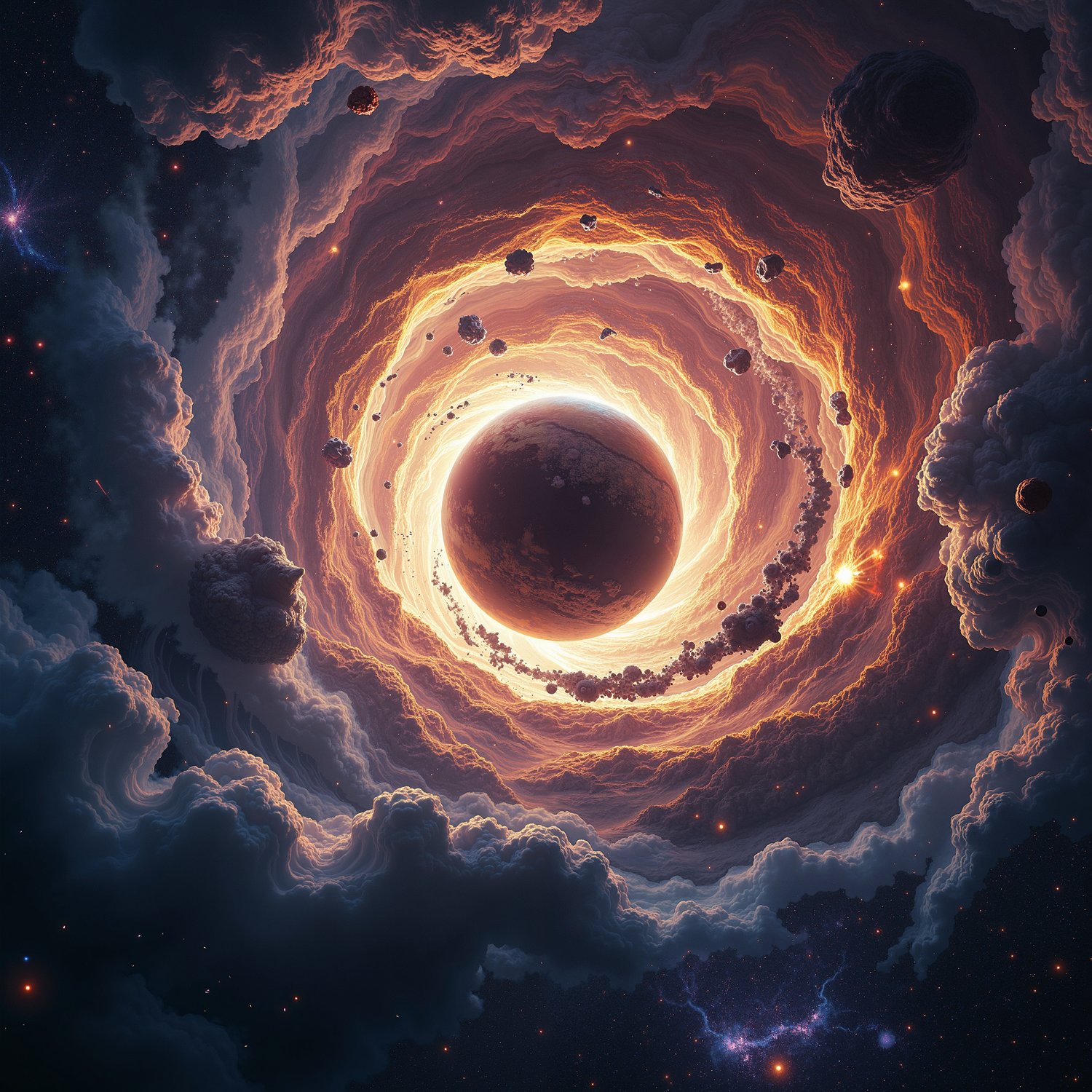 Planet being protected by cosmic energy