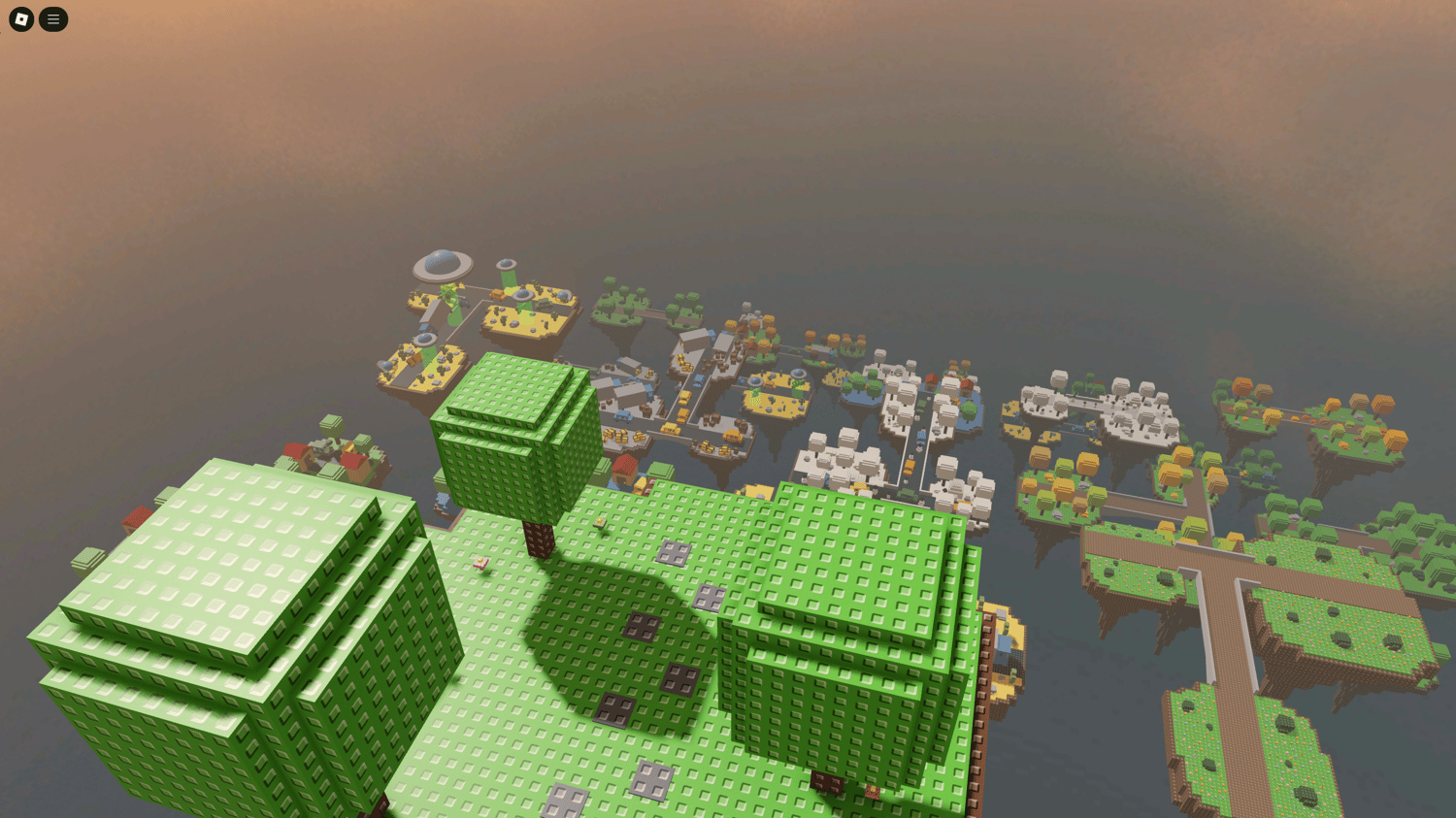Bright and cheerful island with obstacles and decorations