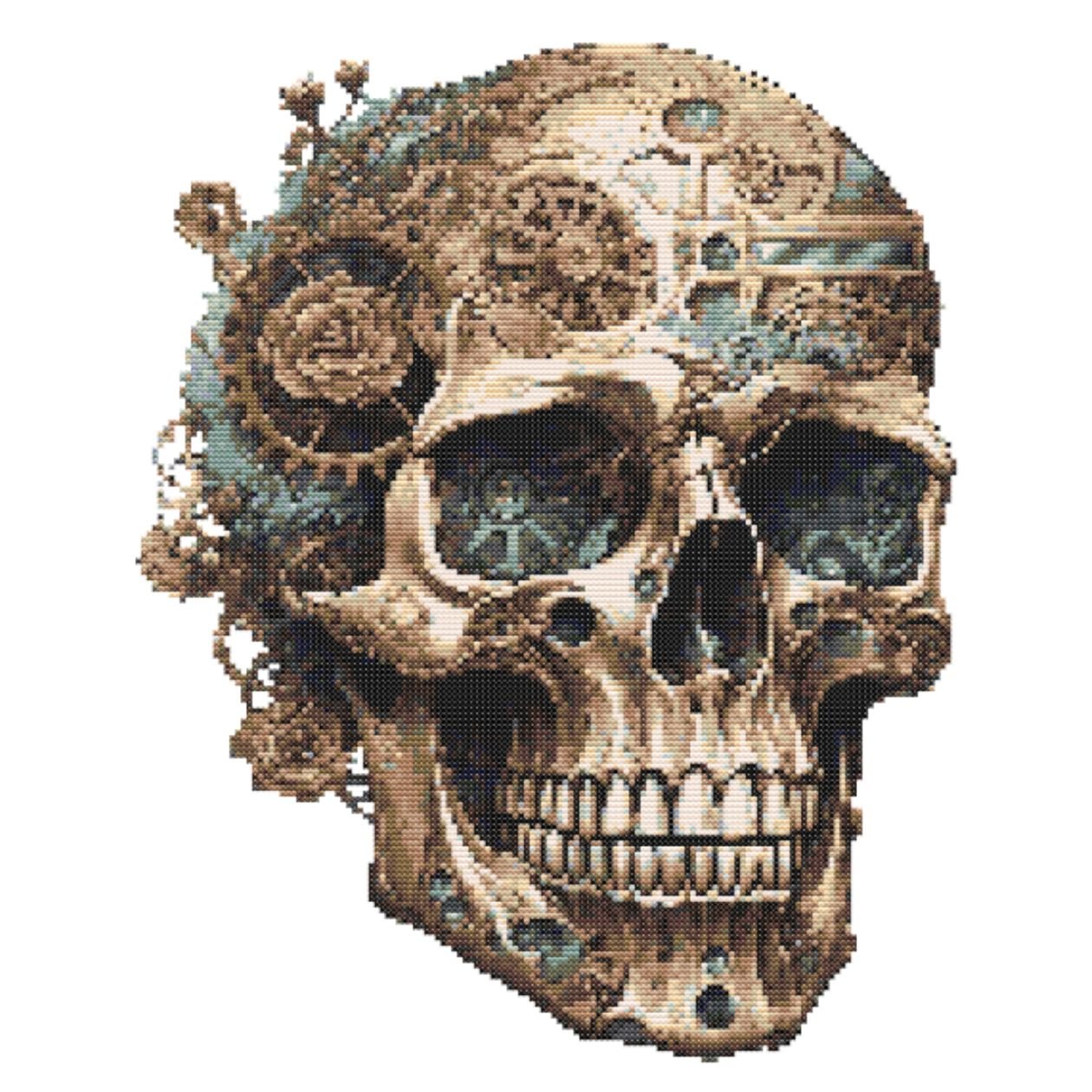 ​STEAMPUNK SKULL Cross Stitch Pattern Chart by Welovit Cross Stitch