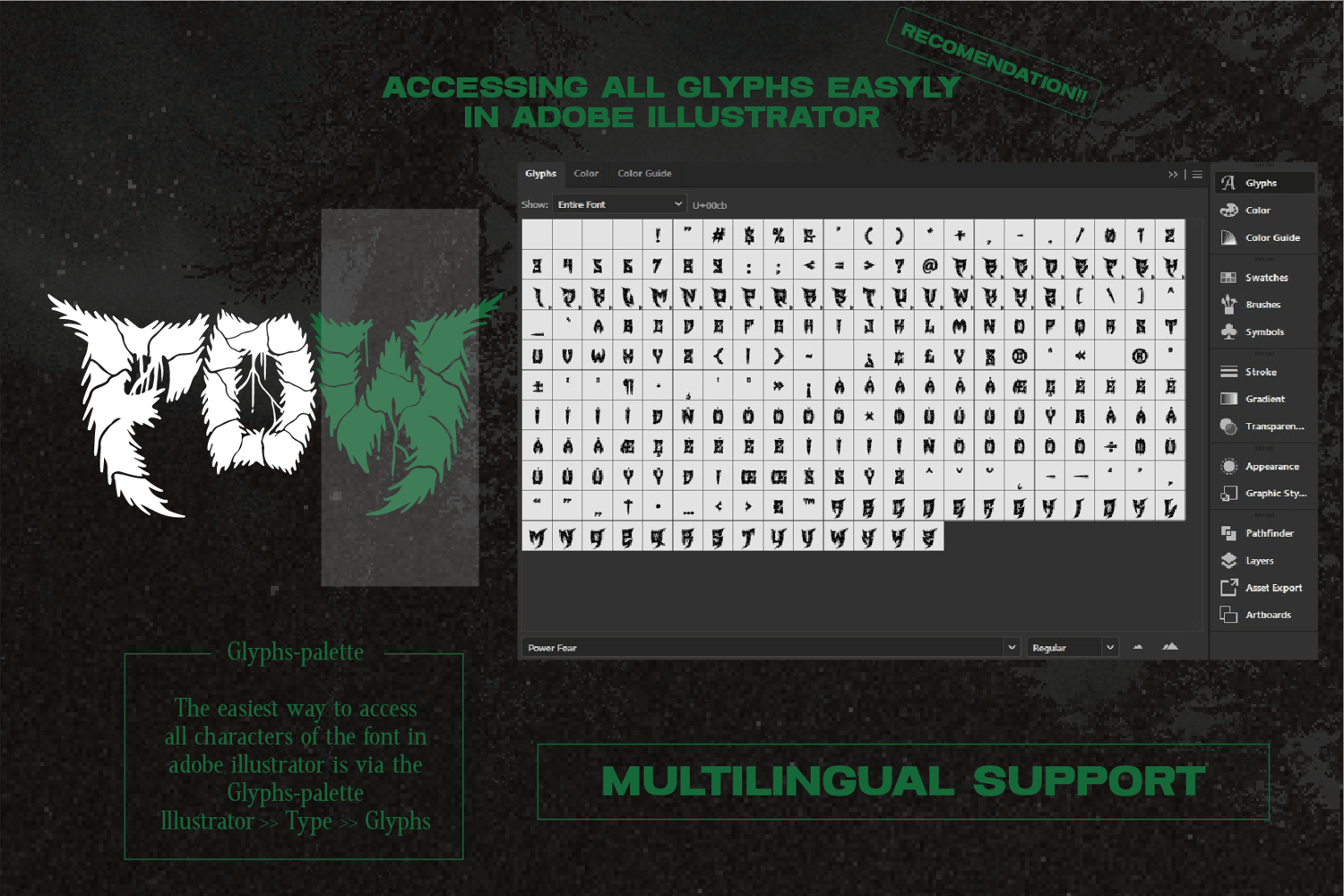 NAVOR FEAR is a fierce and electrifying death metal-inspired display font, handcrafted to embody chaos, aggression, and raw energy. Every letter is draped in razor-sharp spikes and dripping tension, making it perfect for album art, band merch, horror-them