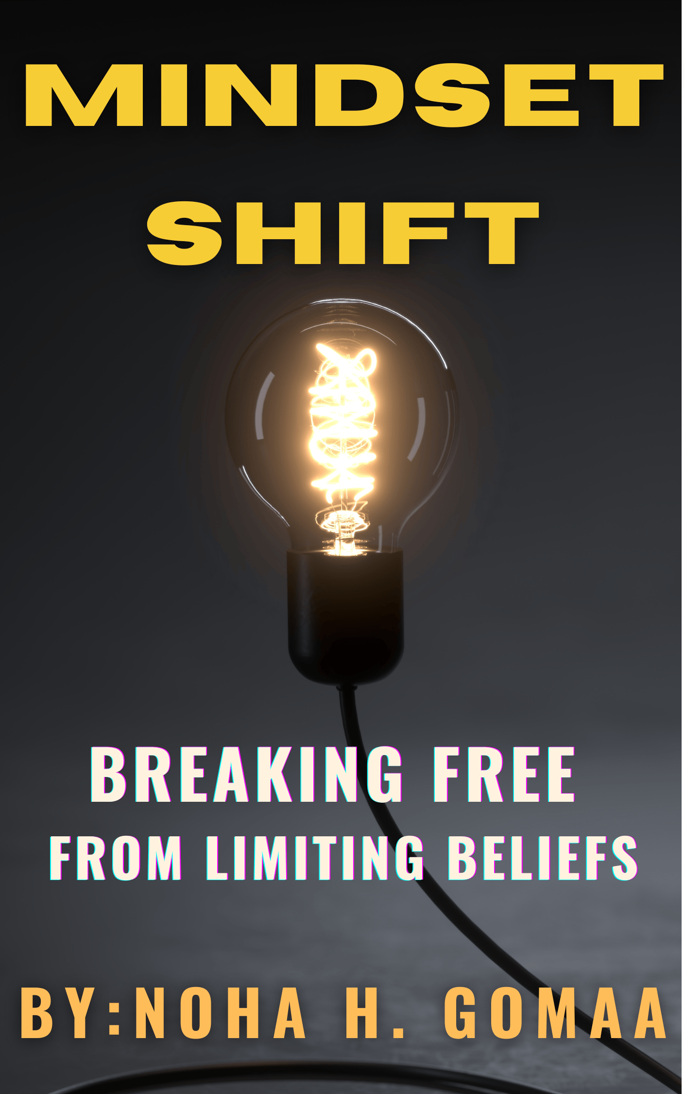 Mindset Shift book cover with minimalist design, digital self-help book to help rewire thinking and promote internal transformation