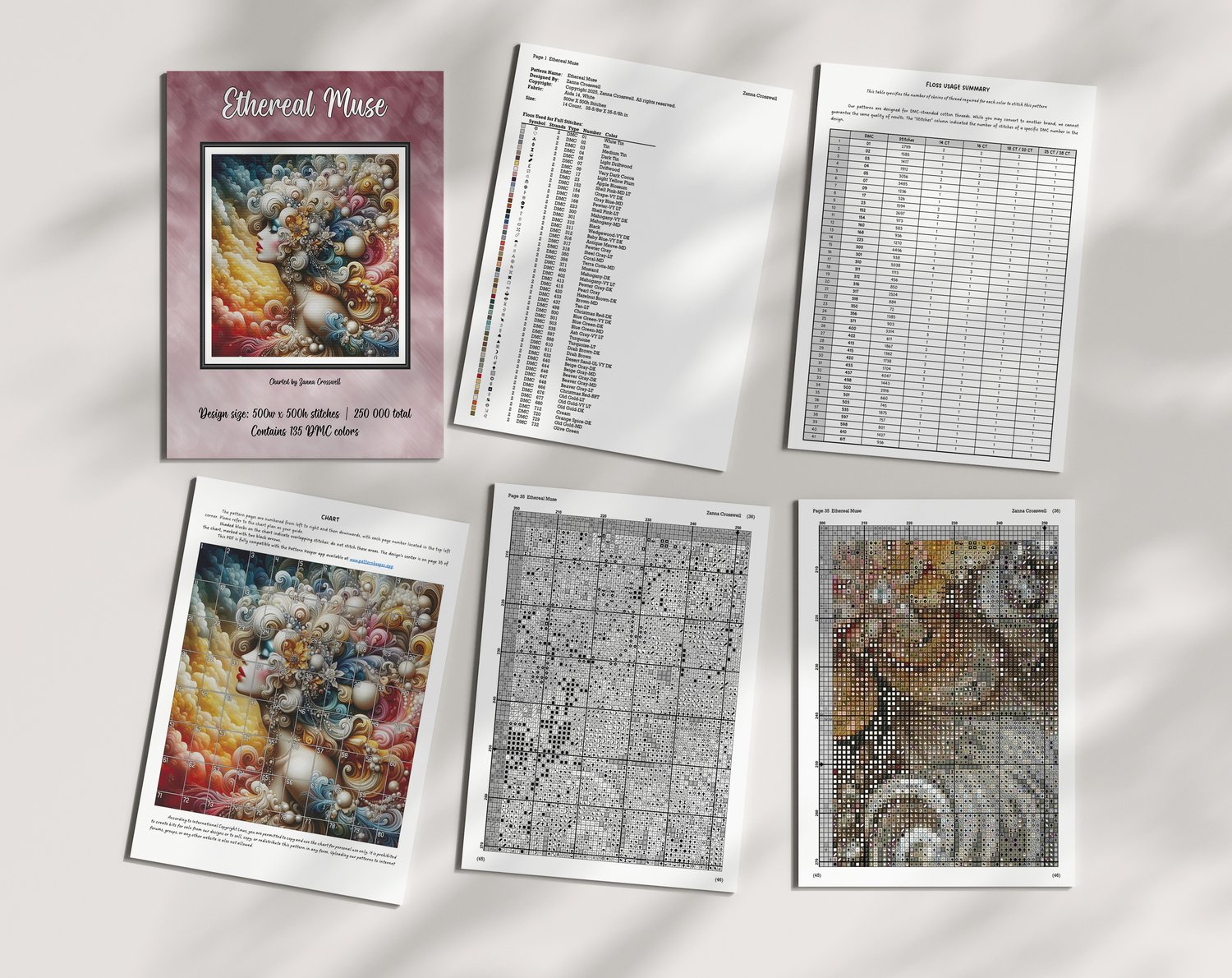 Ethereal Muse - Fantasy Modern Full Coverage Cross Stitch Pattern For ...