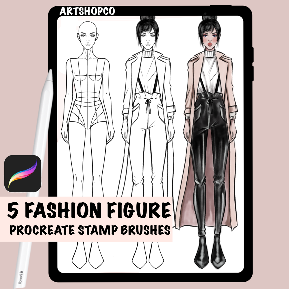 Fashion texture templates procreate brush set pack