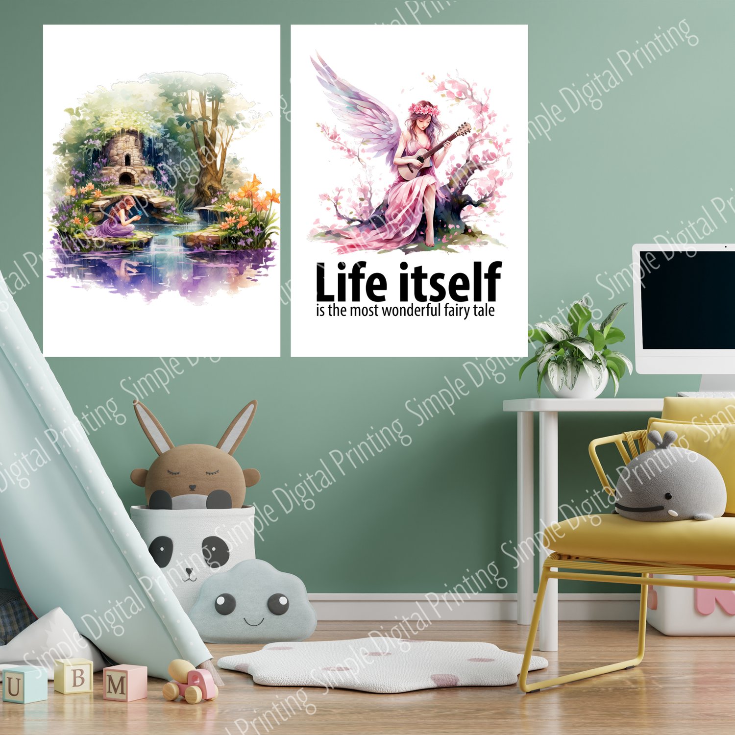 fairy tale, fairy, fairies, girls room, nursery room, newborn, typography, quote, digital download, digital poster, room decor