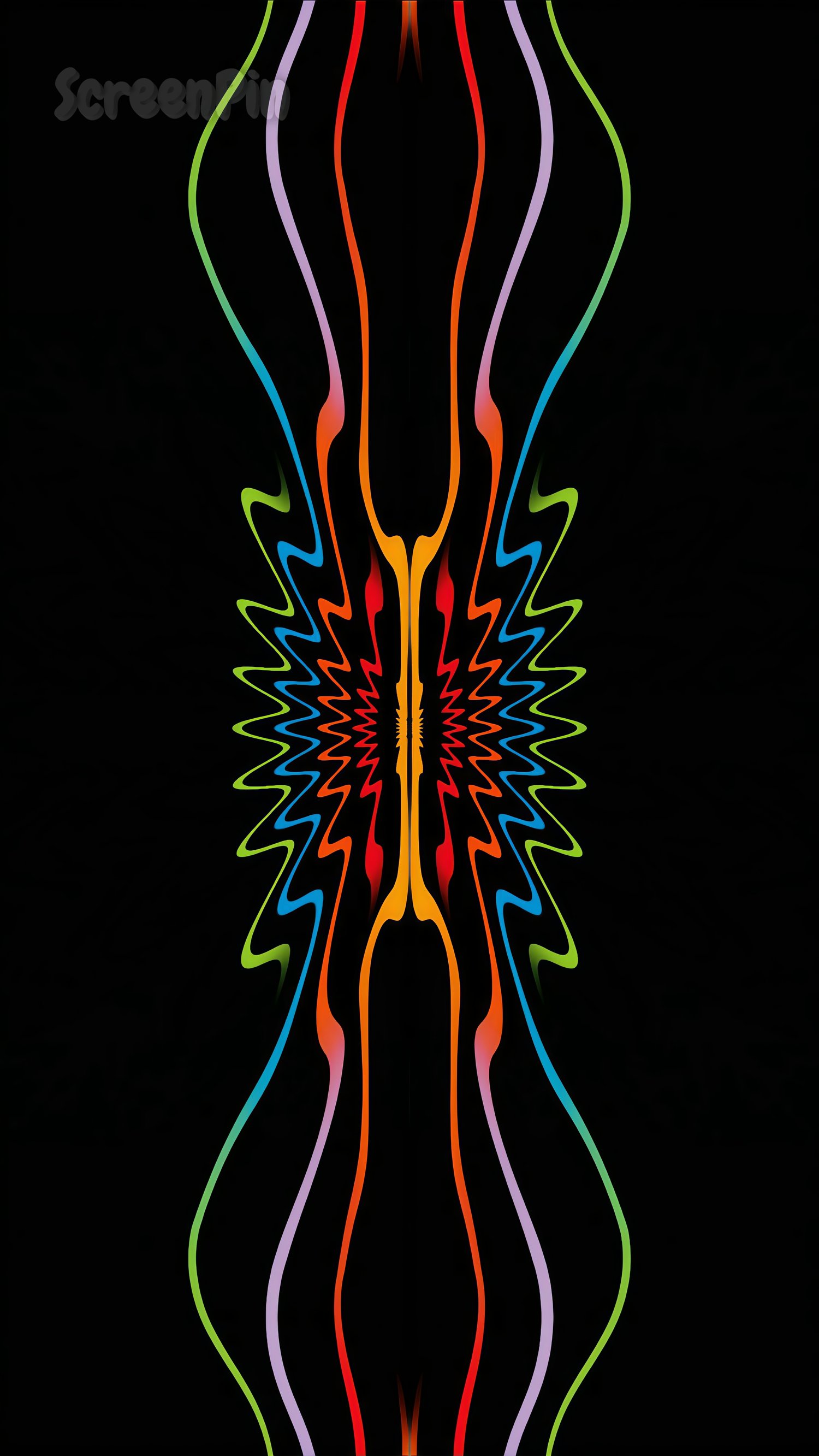 Flowing multicolored lines on a black background, creating a vibrant and dynamic abstract digital composition.