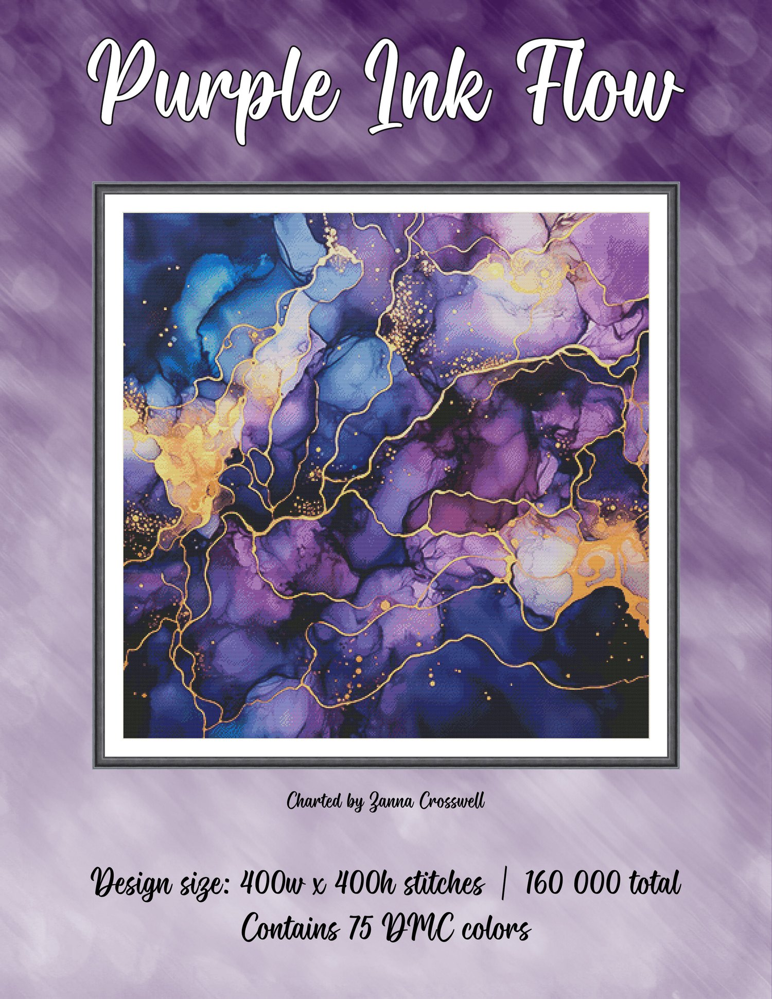 Purple Ink Flow - Abstract Alcohol Ink Style Large Modern Full Coverage ...
