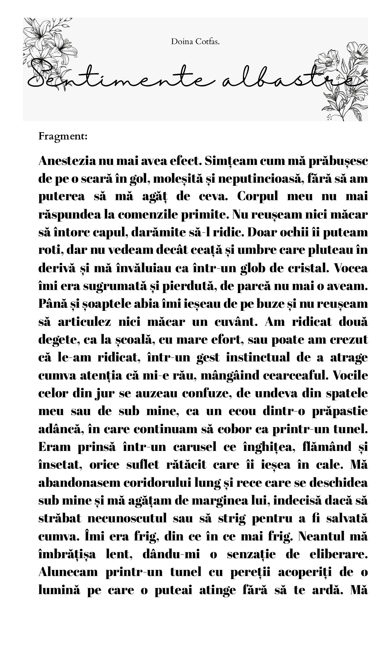 Sentimente albastre scriitor Doina Cotfas eBook