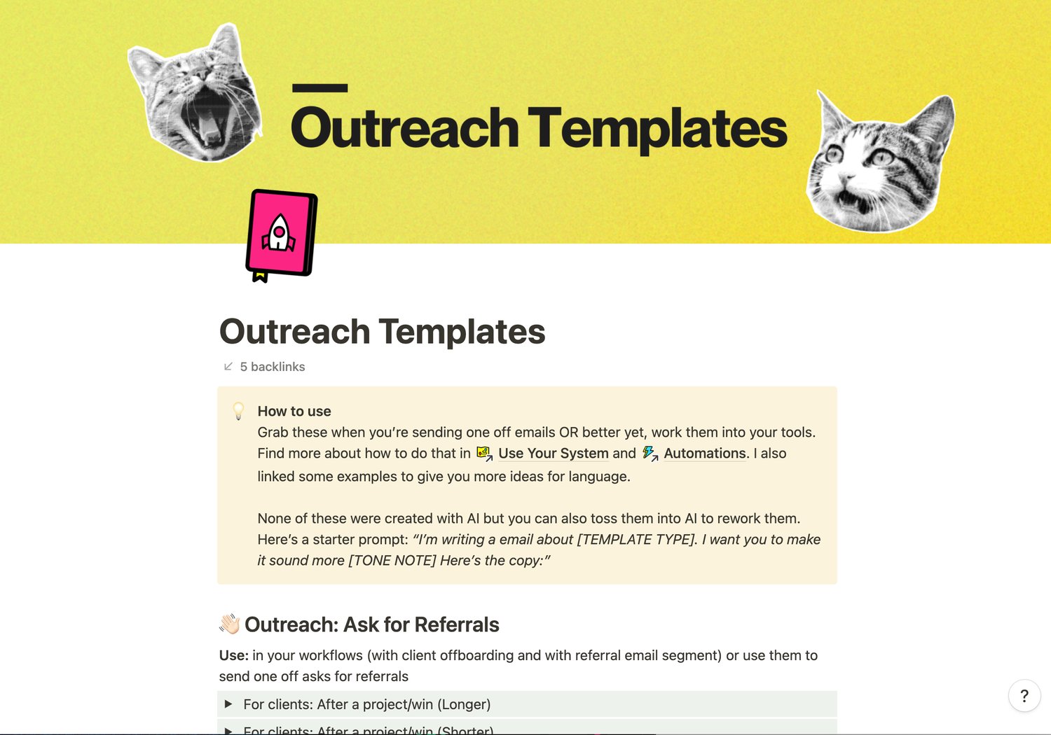 Outreach templates for referrals