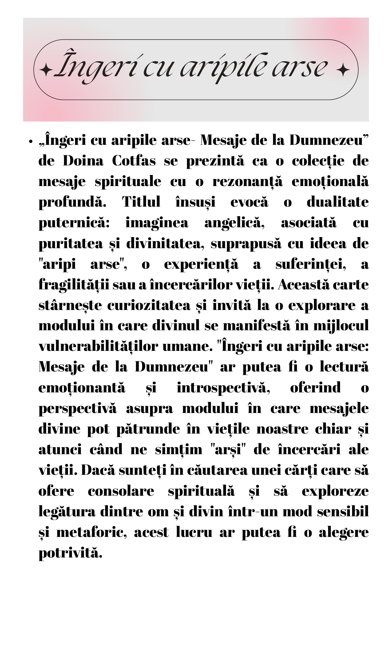 Îngeri cu aripile ass mesaje de la Dumnezeu Autor Doina Cotfas