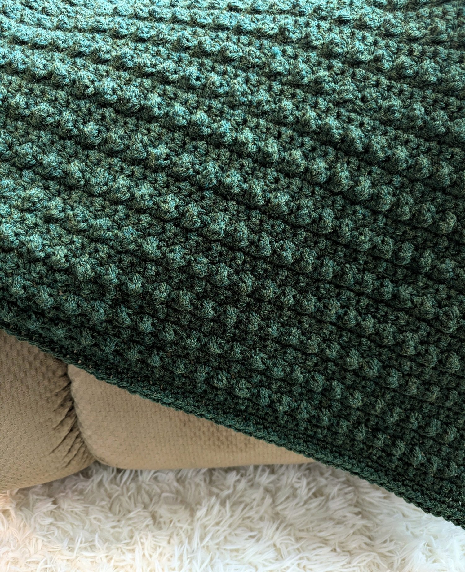Evergreen crochet blanket pattern close up