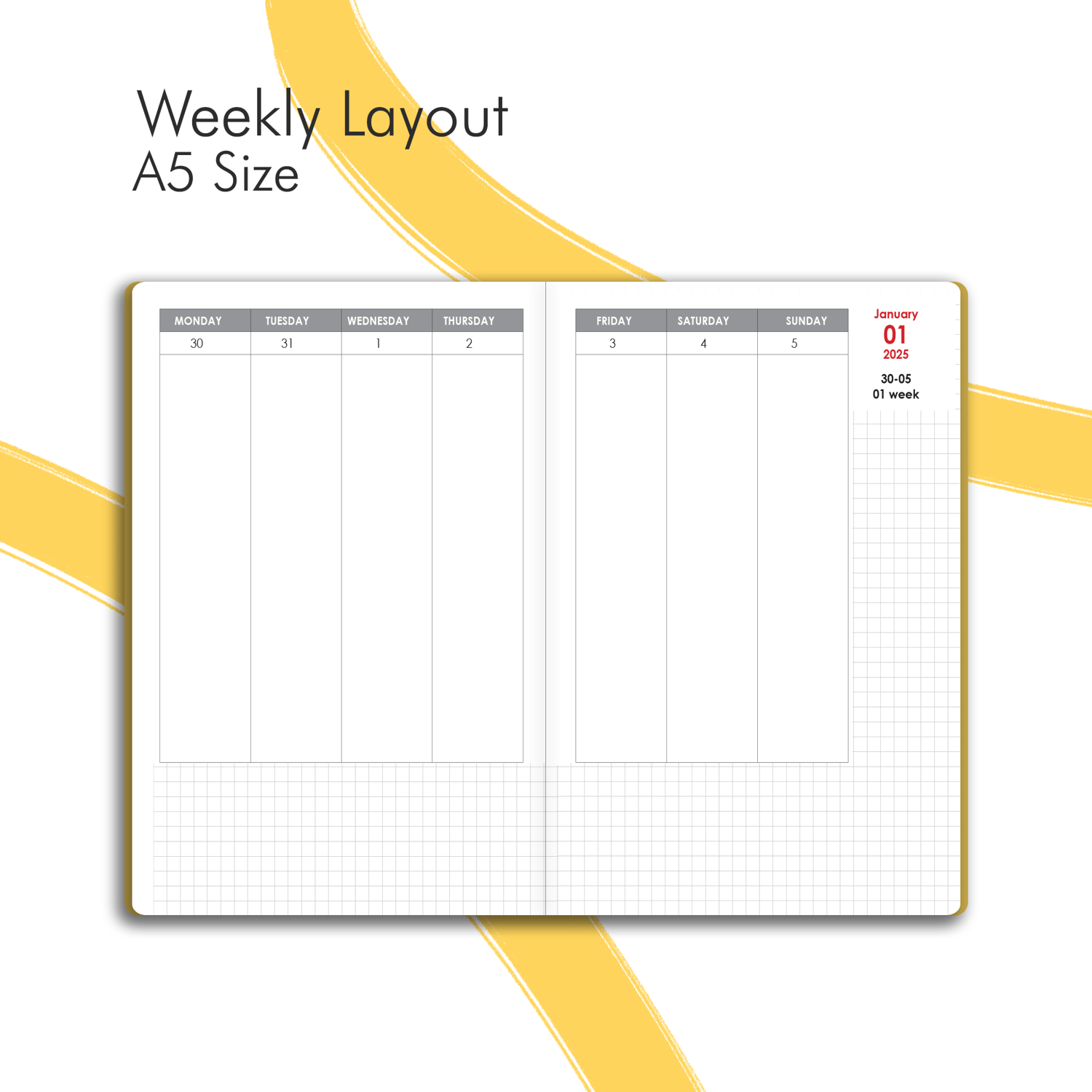 Weekly dated planner layout