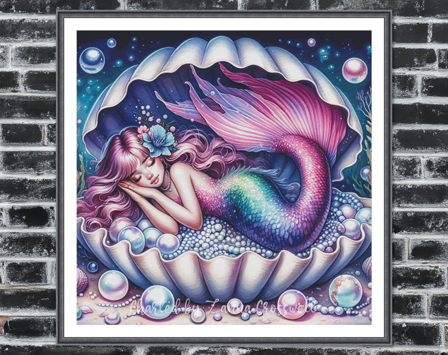 Pearl Dreams - Fantasy Mermaid Modern Full Coverage Cross Stitch ...