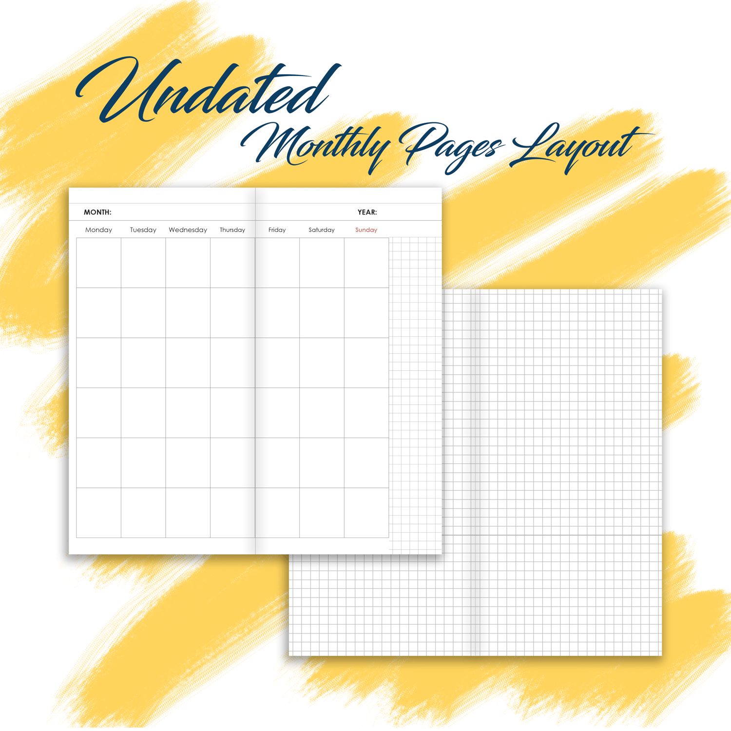 monthly planner layout, undated