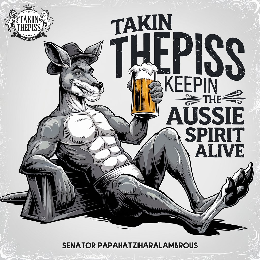 Kangaroo drinking beer. Takin Thepiss and Keeping The Aussie Spirit Alive!