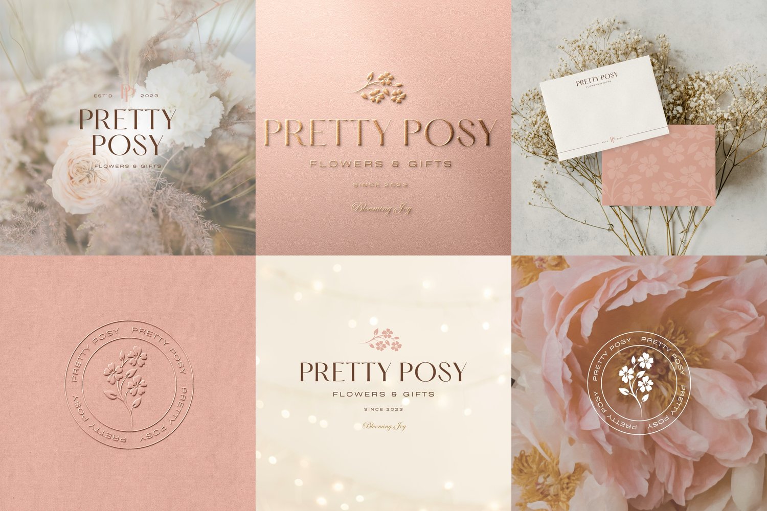 Pretty Posy logo design featuring hand drawn illustration of wildflowers