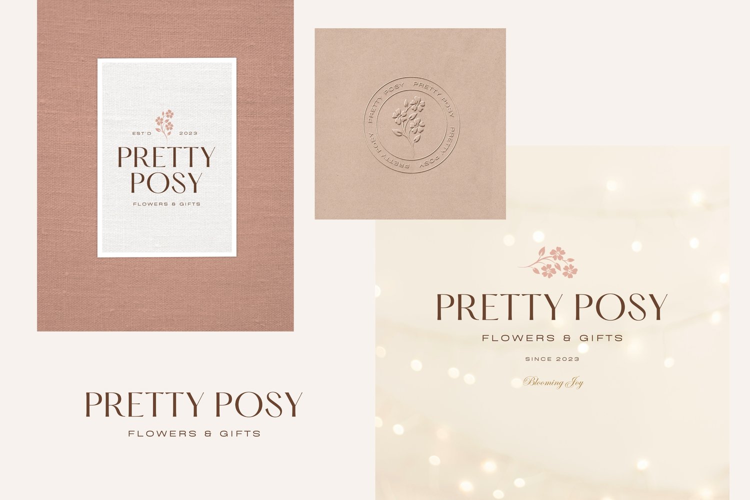 Pretty Posy logo design featuring hand drawn illustration of wildflowers