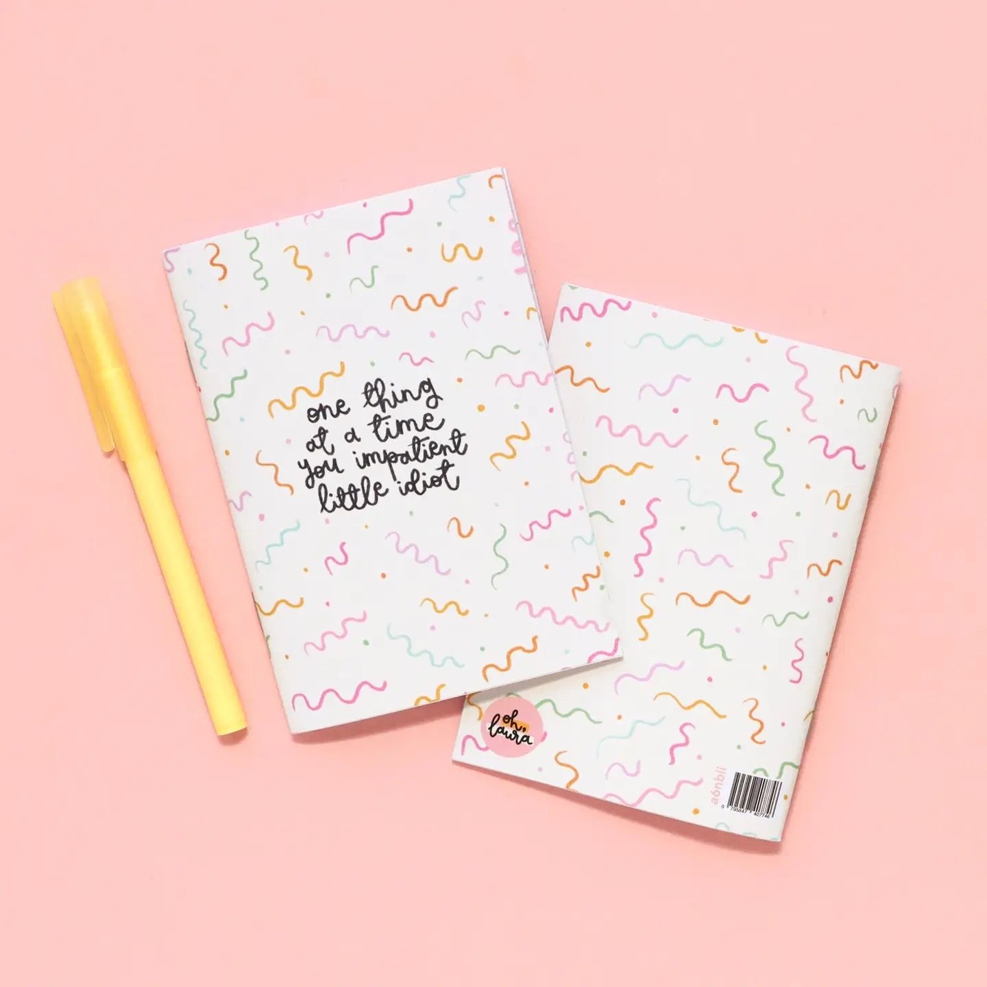 “A6 notebook – One Thing At A Time You Impatient Idiot – funny productivity journal for tasks, notes and planning.”