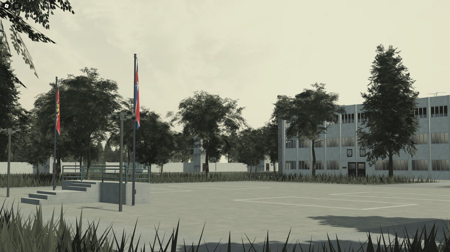 High-detail buildings with realistic military interiors