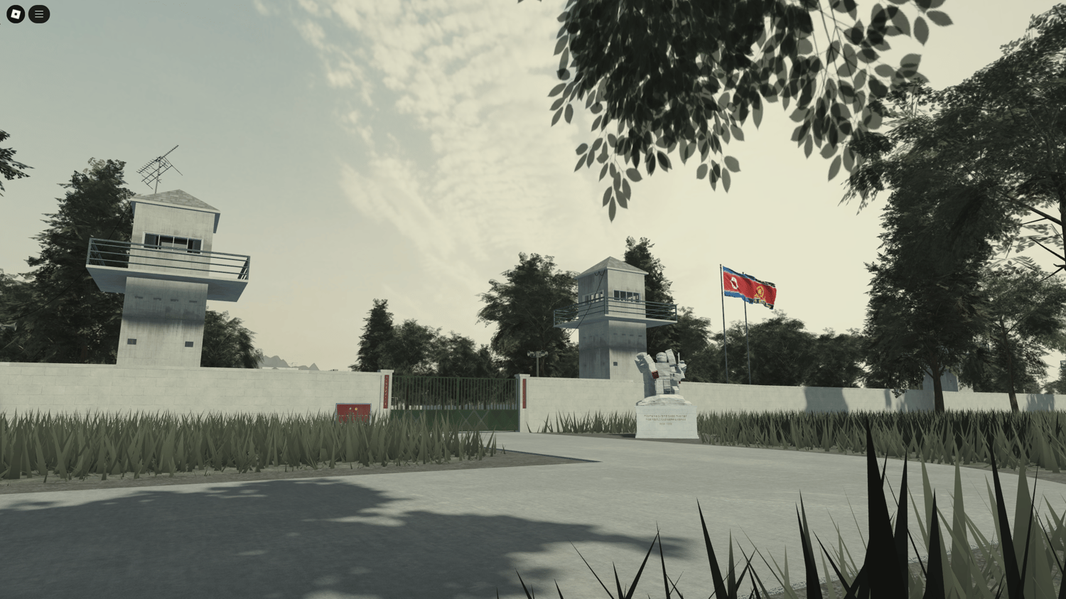 Full aerial view of Sinŭiju Military Base Roblox map