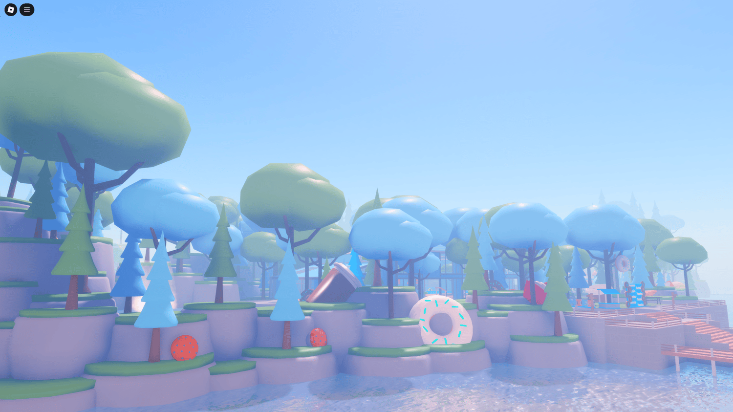 Roblox café game with Ferris wheel and play area