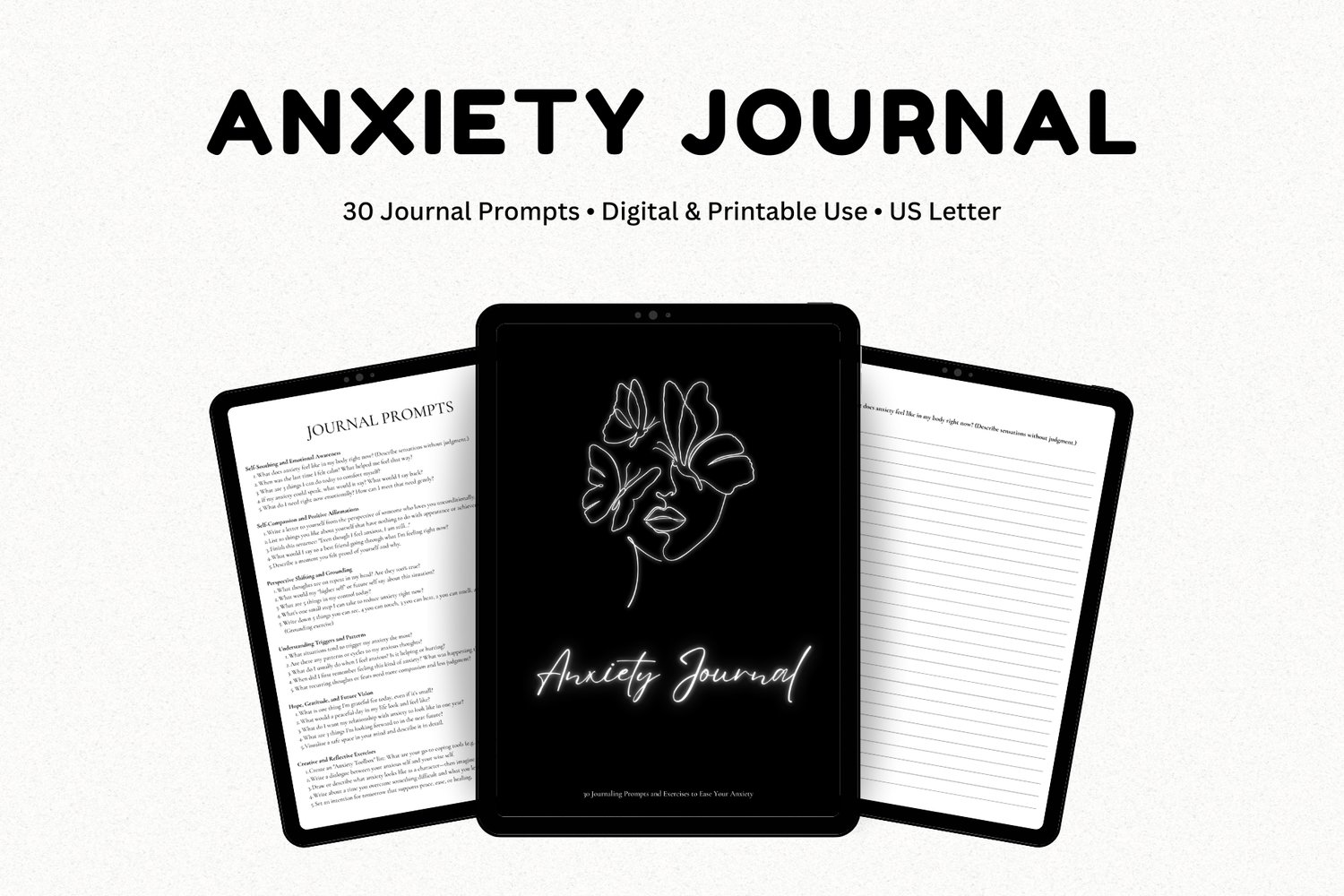 Free Anxiety Journal Printable | 30 Journal Prompts and Exercises To Ease Your Anxiety