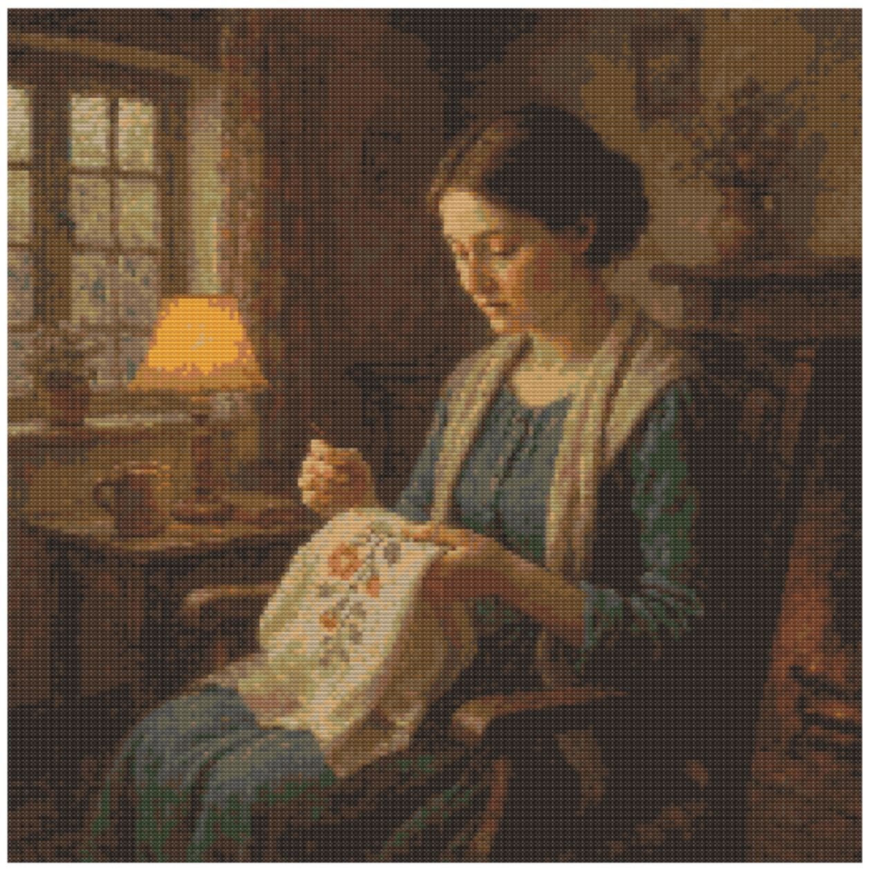 ​LADY SEWING Cross Stitch Pattern Chart by Welovit Cross Stitch