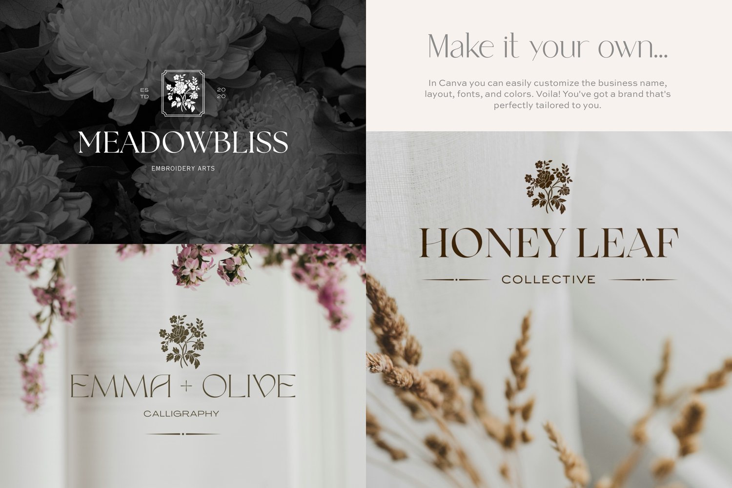 logo design featuring hand drawn, vintage-inspired floral bouquet illustration and says Field & Family Portrait Studio