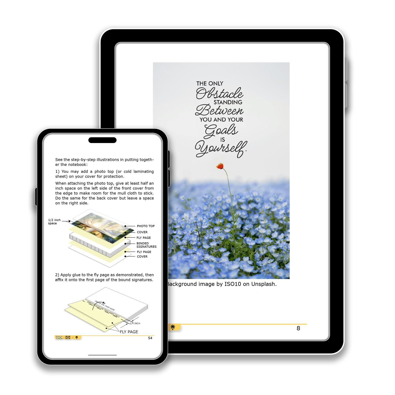 Ebook content on tablet and phone