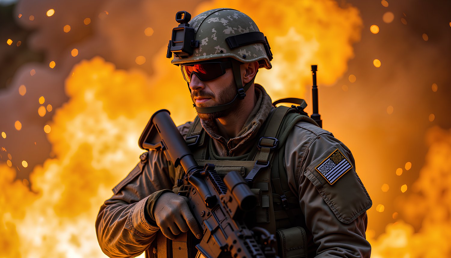 Navy seal in the heart of battle