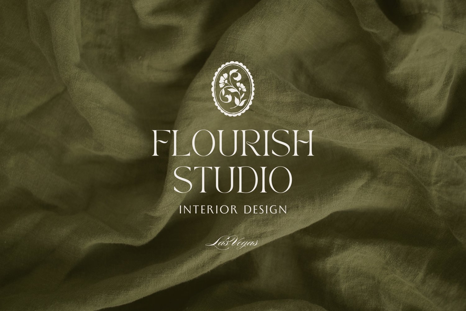 vintage-inspired floral stem illustration logo design that says Flourish Studio