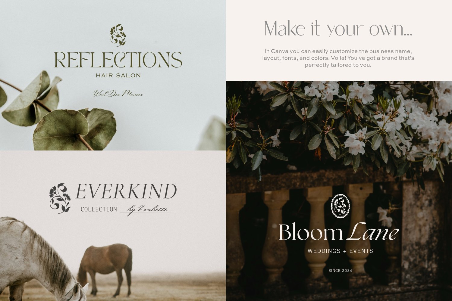 vintage-inspired floral stem illustration logo design that says Flourish Studio