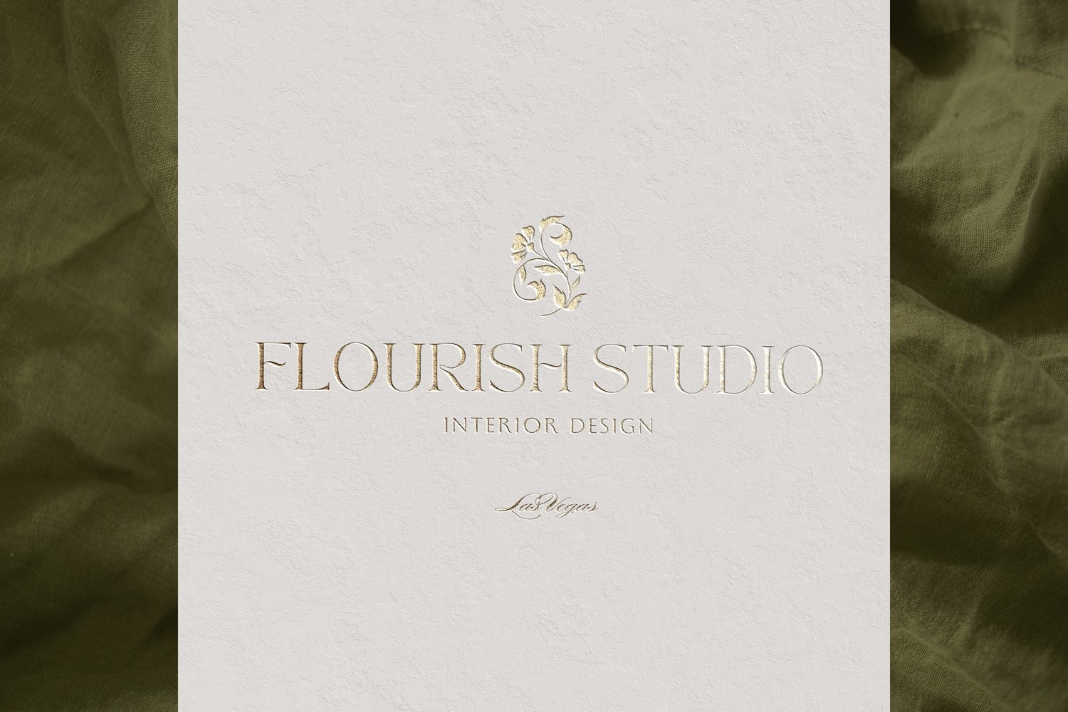 vintage-inspired floral stem illustration logo design that says Flourish Studio