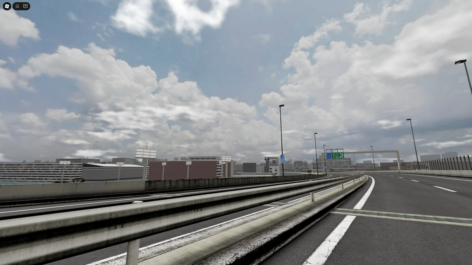 River crossing and highways in a Roblox Tokyo city