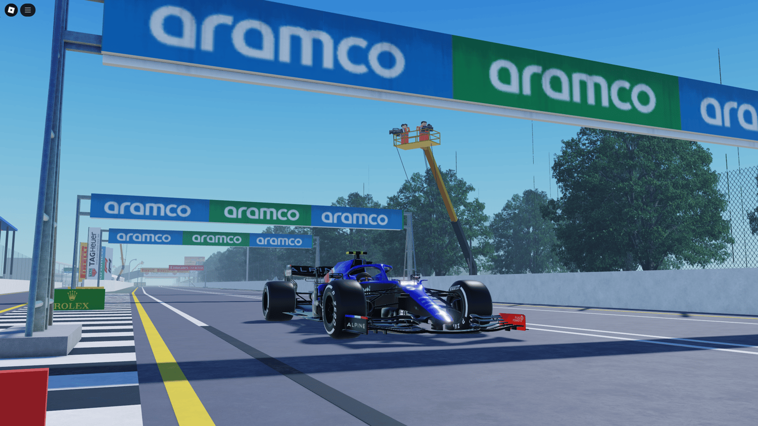 Roblox F1 racing track with starting and finish lines