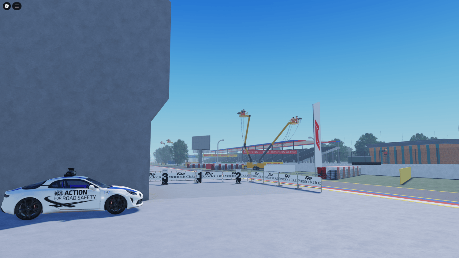 Advertisement billboards along the Roblox F1 circuit