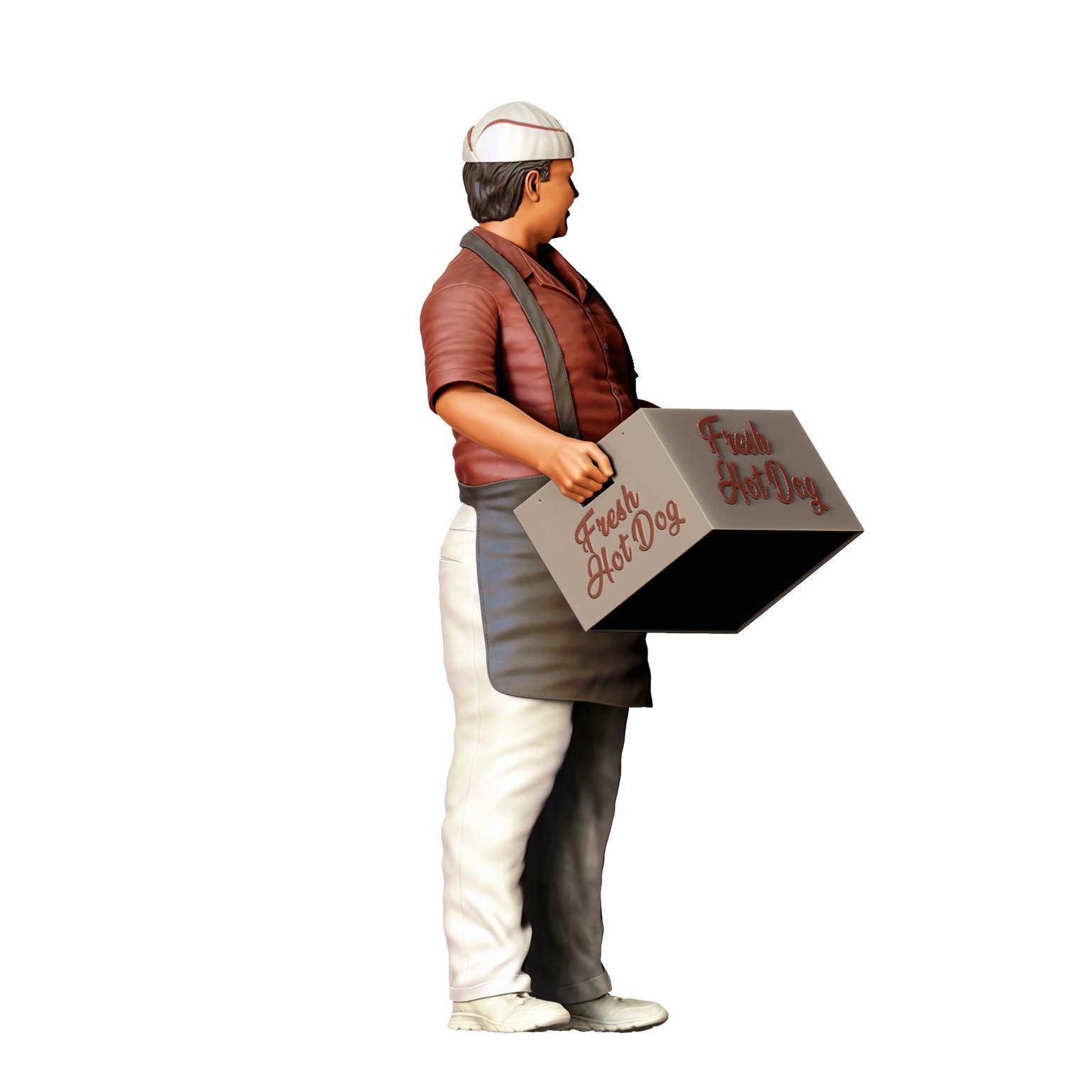 3dp Miniatures, N2 Hot Dog Vendor with Tray