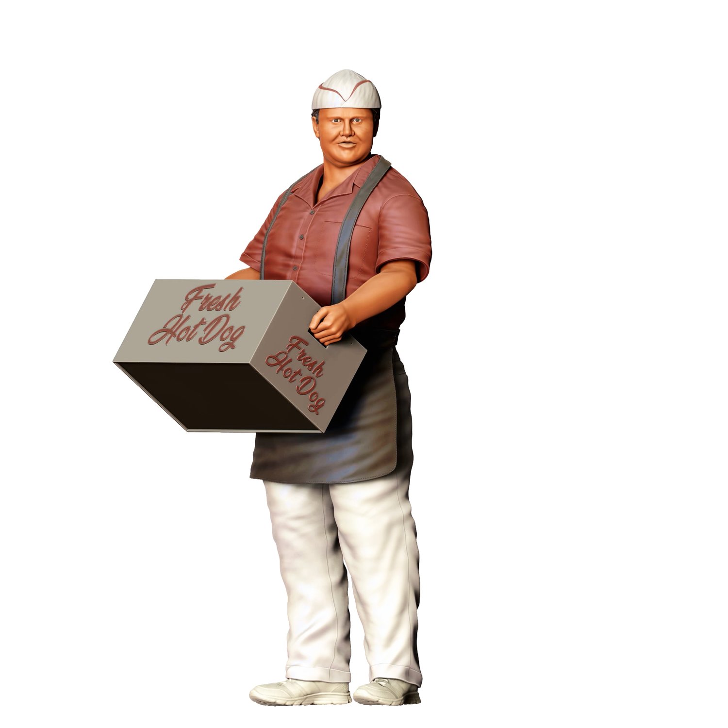 3dp Miniatures, N2 Hot Dog Vendor with Tray