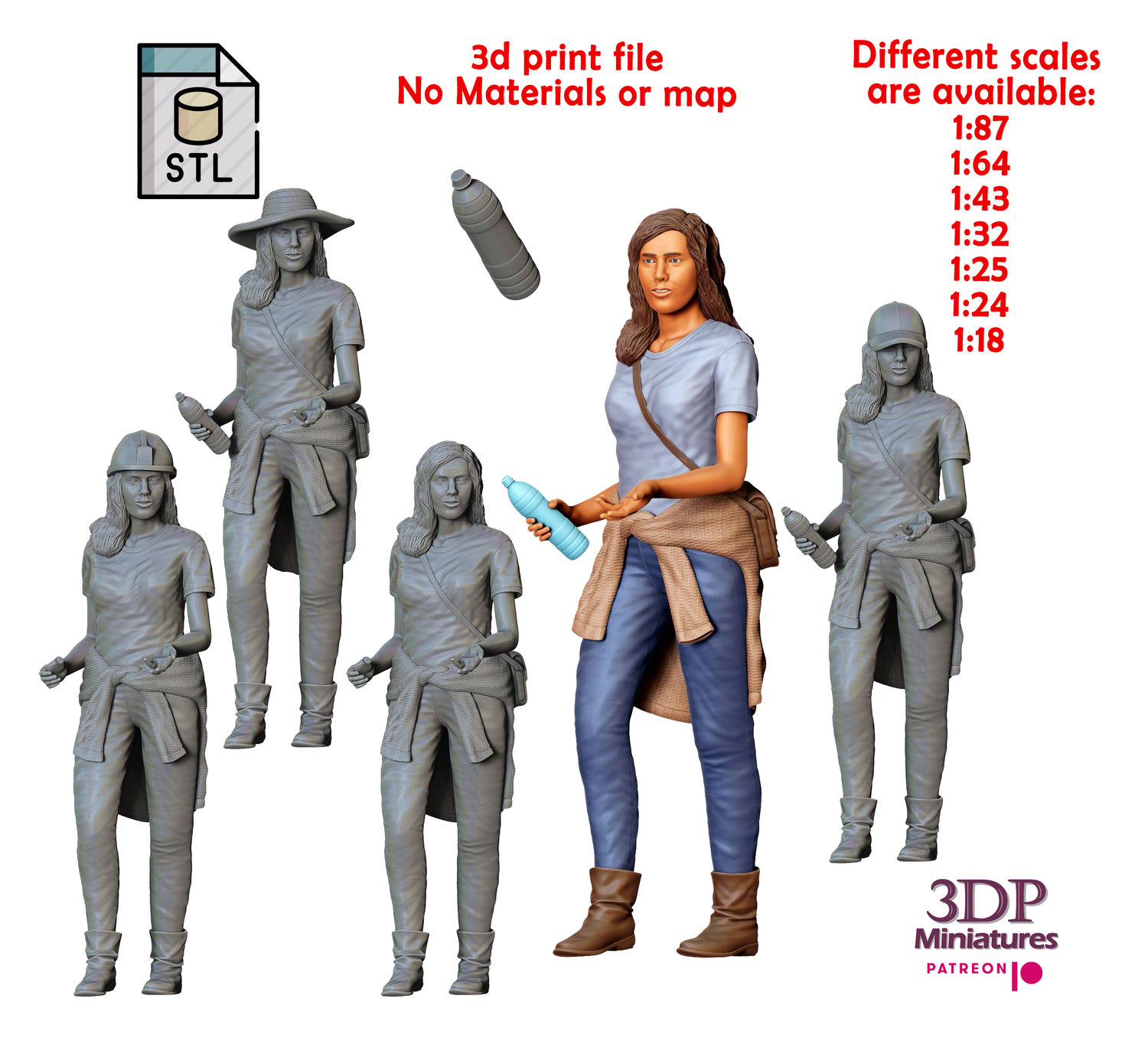 3dp Miniatures, N3 woman walking