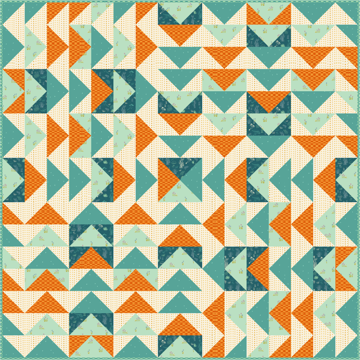 Dancing Geese quilt pattern by Alexandra Bordallo Studio. Featuring Celestial Garden fabric collection for Andover Fabrics