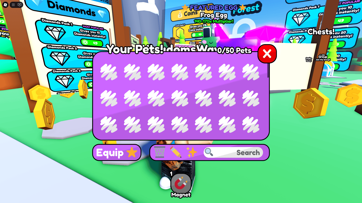 Collect coins, upgrade magnets, and level up through zones
