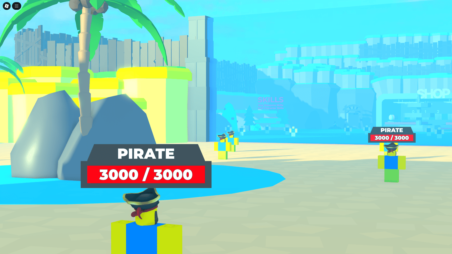 Main spawn area showcasing sword-equipped players, pets, and zone portals in the background.