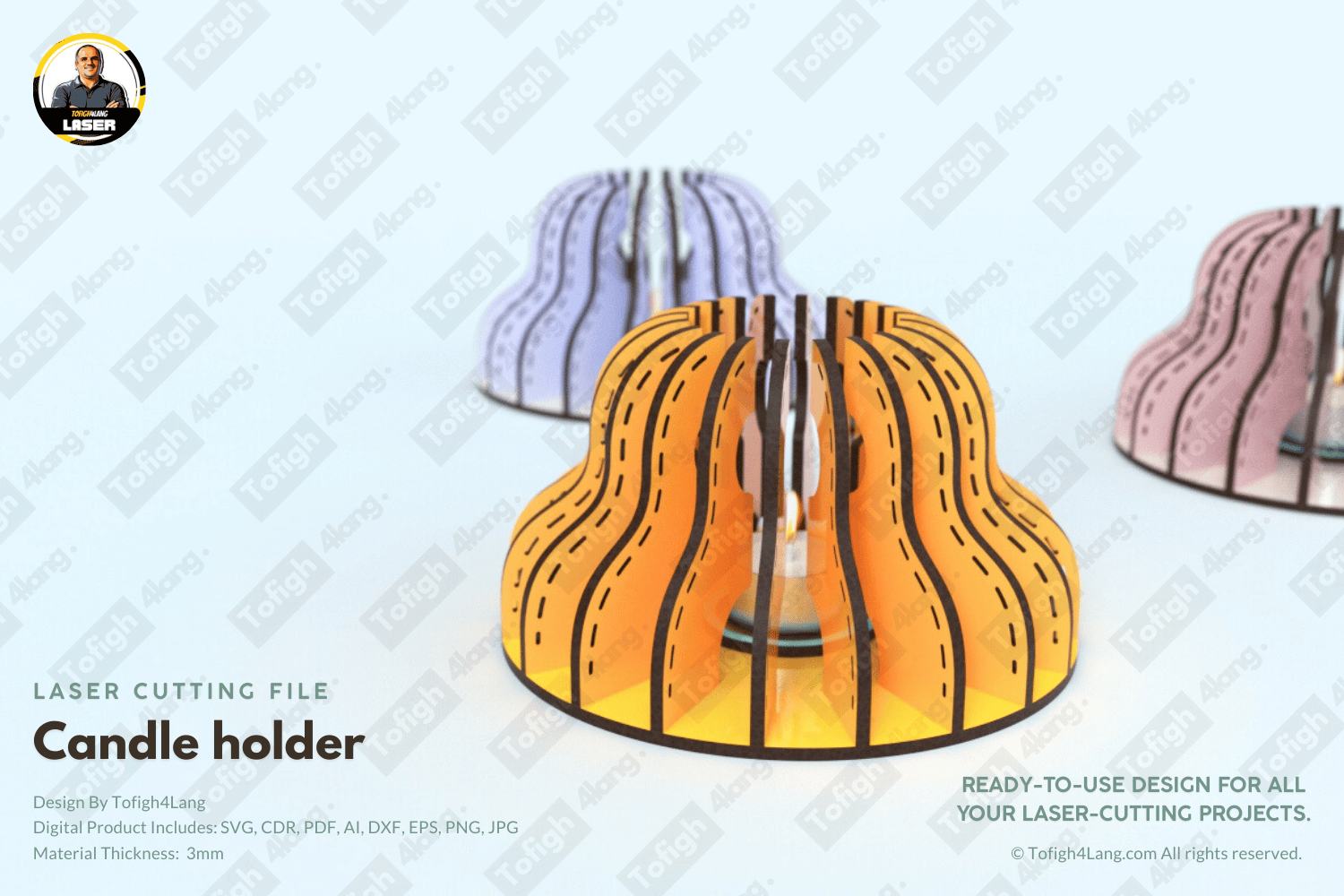 Parametric Candle Holder | Laser Cut File | SVG Candle Holder
