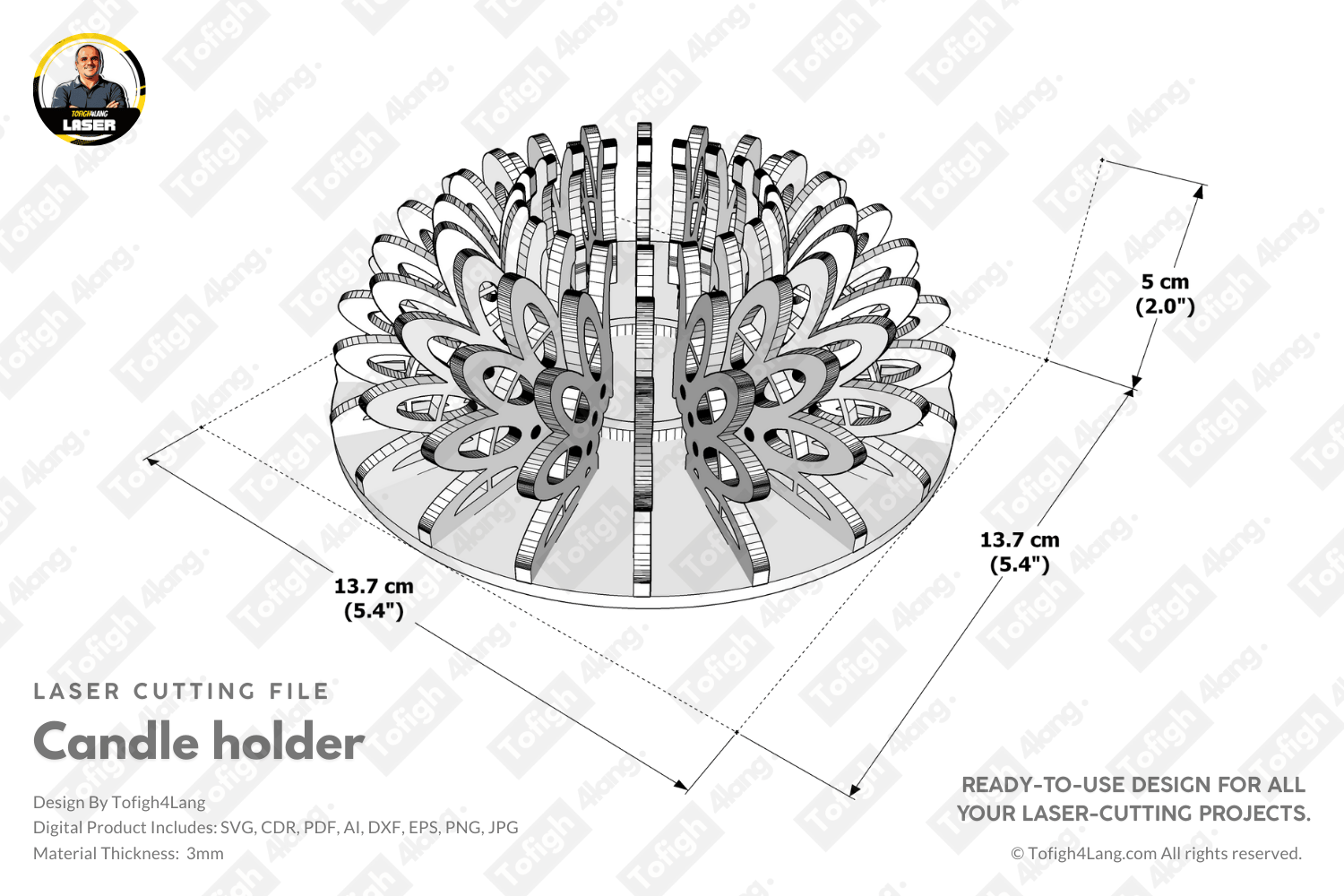 Geometric Candle Holder | Laser Cut File | SVG Candle Holder