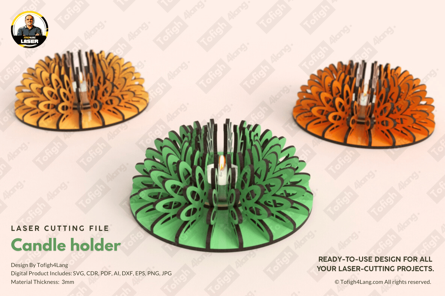 Geometric Candle Holder | Laser Cut File | SVG Candle Holder