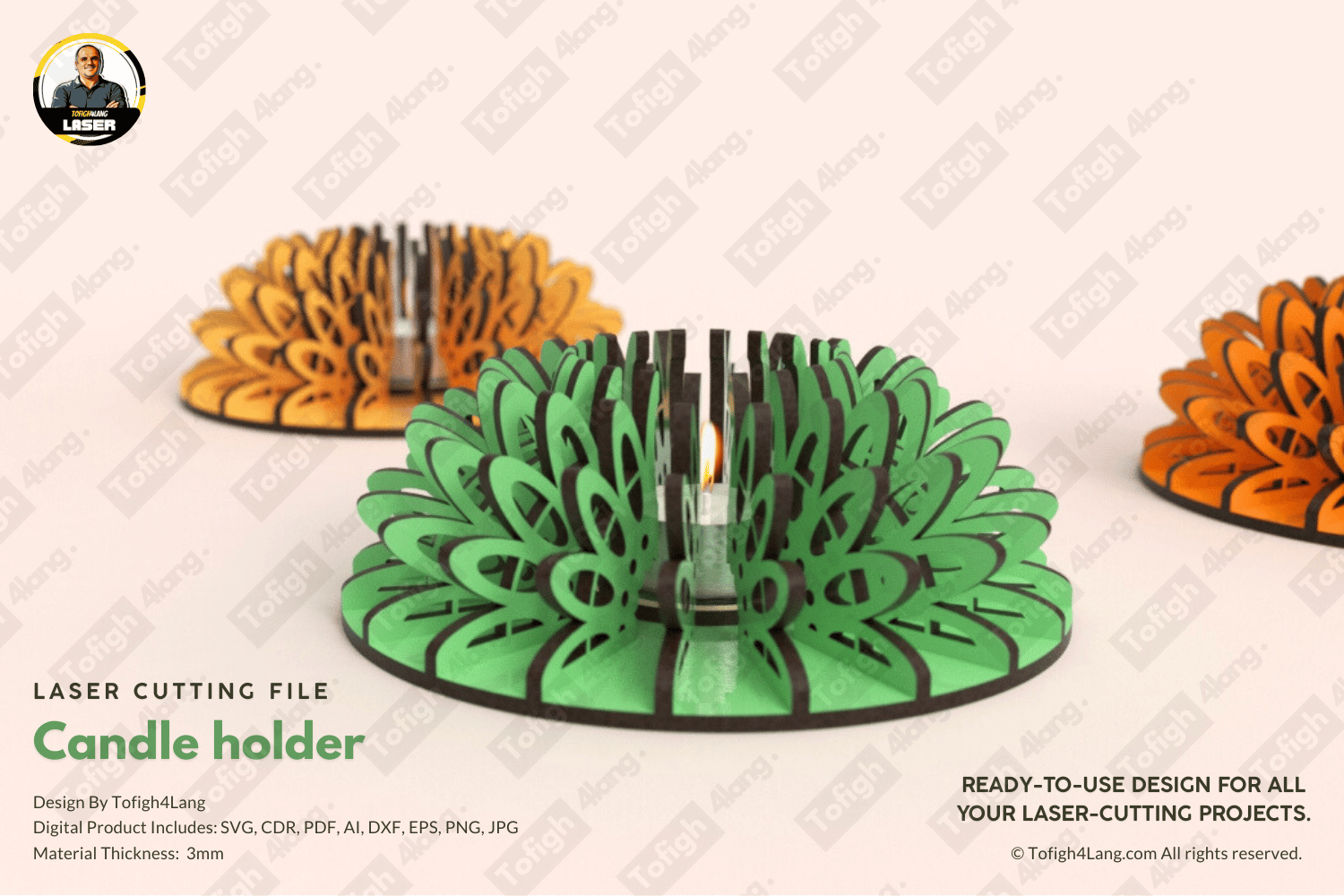 Geometric Candle Holder | Laser Cut File | SVG Candle Holder