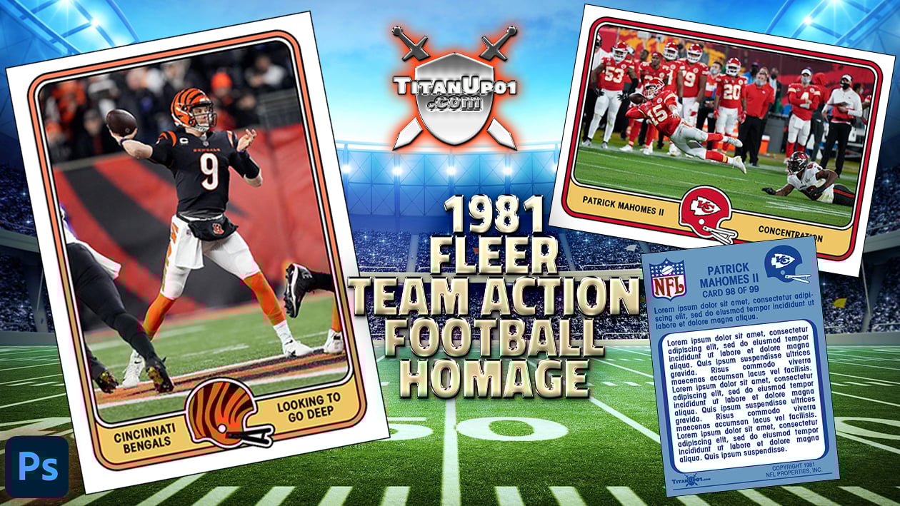 1981 Fleer Team Action Football Homage Photoshop PSD Templates