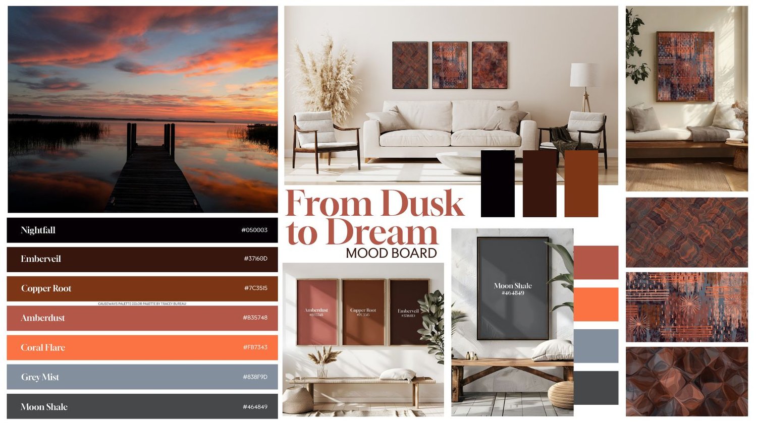 moodboard muse by causeways palette for from dusk to dream color palette and wall art