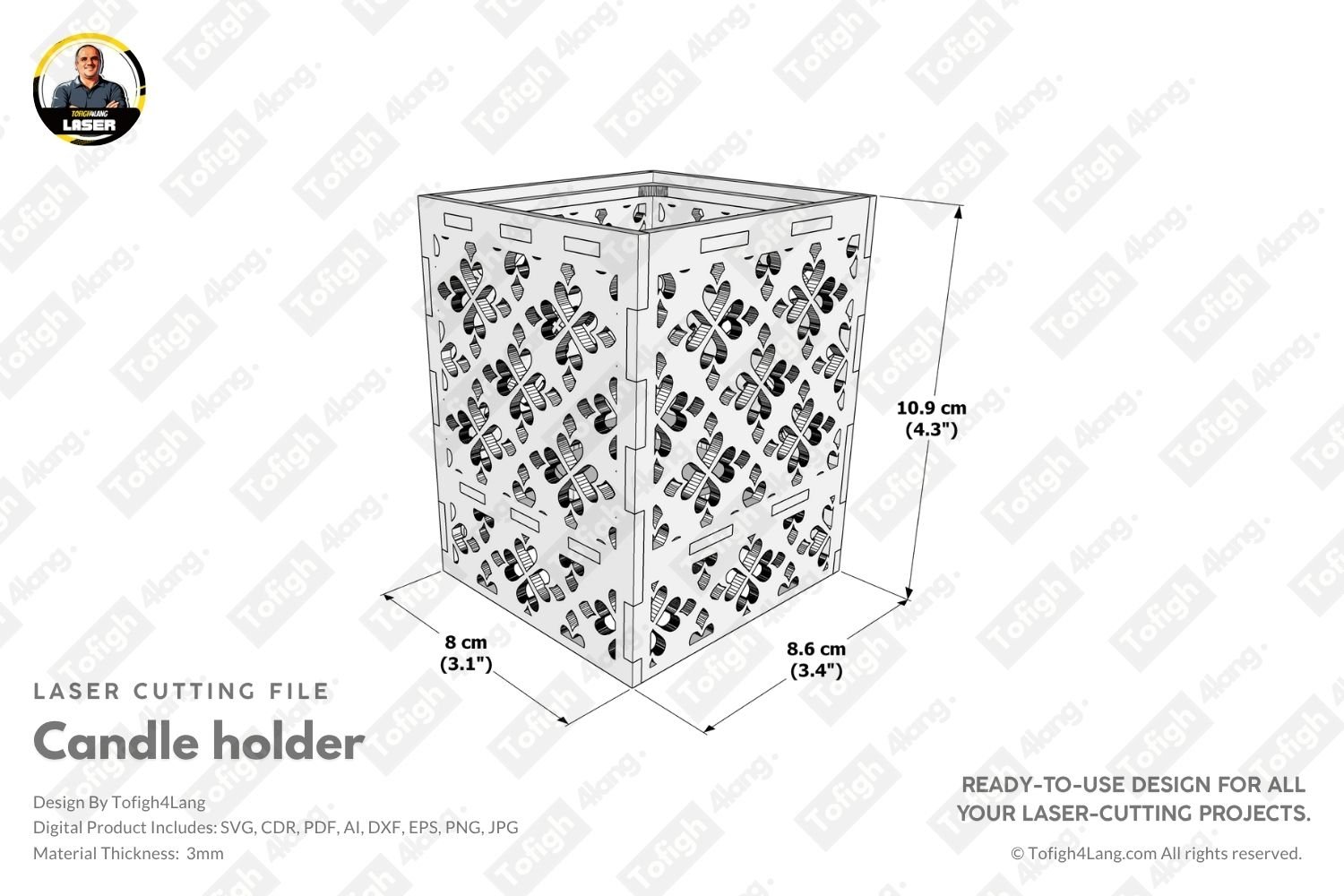 Modern Candle Holder | Laser Cut File | SVG Candle Holder