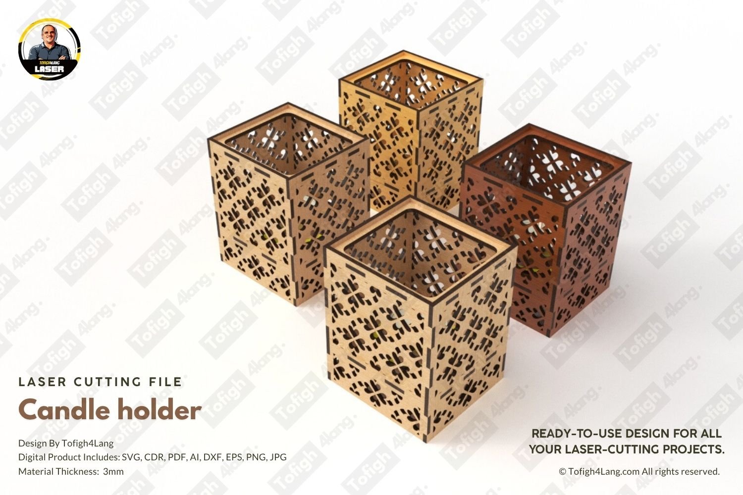 Modern Candle Holder | Laser Cut File | SVG Candle Holder