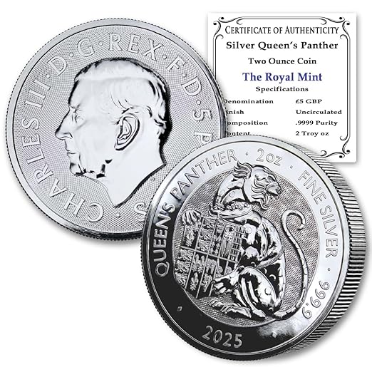 2025 2 oz British Silver Royal Tudor Beasts – Queen's Panther Coin